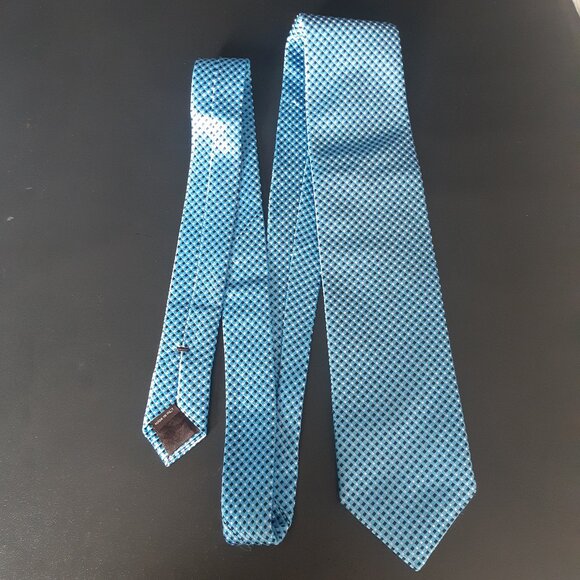 Canali 100% Silk Men's Tie, Navy, Light Blue & White - Picture 3 of 8